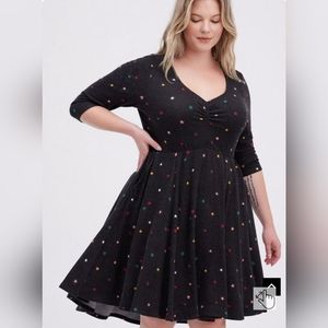 Torrid Rainbow Stars Super Soft Skater Mini Dress 3x